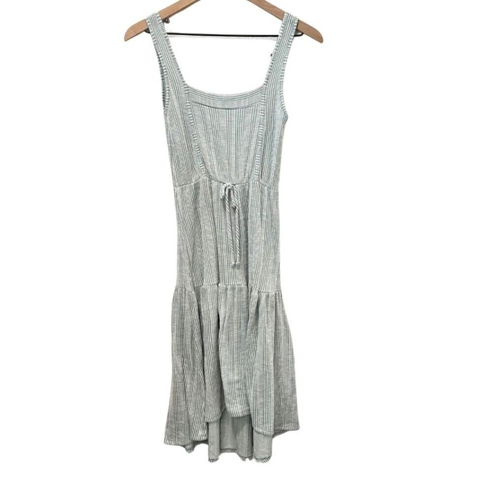 Caution to the Wind  Square Neck Dress Green White Small